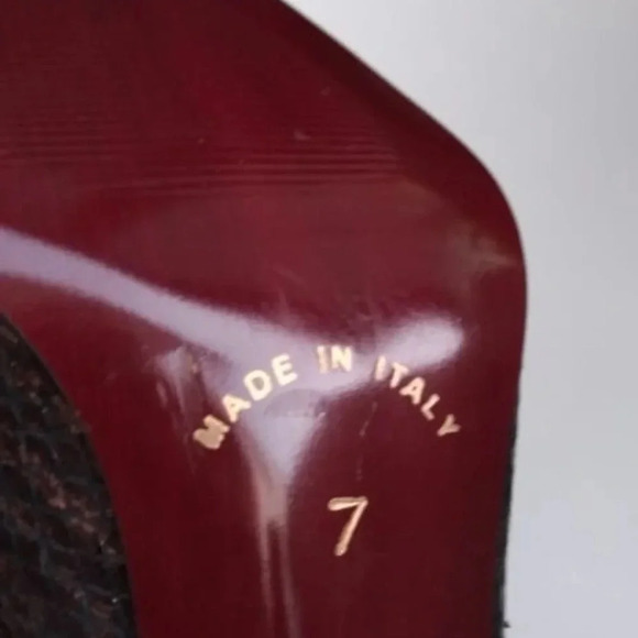 NWOT A. Gianetti black/silver metallic high heeled  snakeskin shoes size 7 - Picture 3 of 5